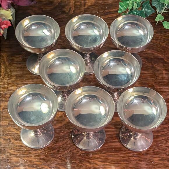 8 Vintage Silver Plated Twisted Vine Stem Champagne Coupe Goblets Valero Spain - Picture 2 of 8